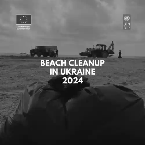 A large beach clean up was held in Prymoske, Ukraine
